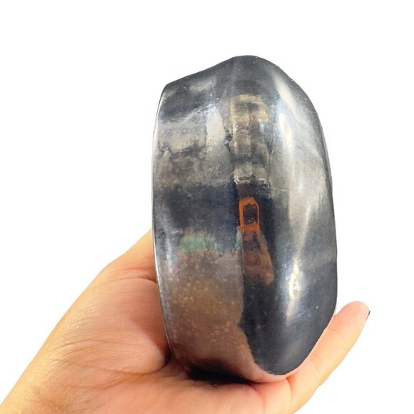2014 Hand Made Studio Pottery Stoneware Black Shiny Glaze Ceramic Bowl Planter - Picture 16 of 16